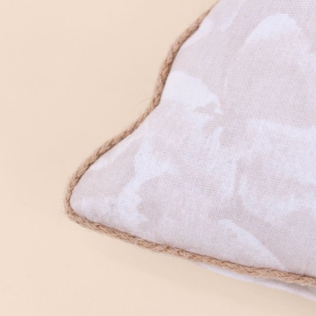 Coussin beige fleuri en jute 40x40cm | Hashtag Déco
