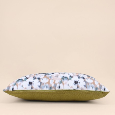 Coussin imprimé floral coton bleu 30x50cm | Hashtag Déco