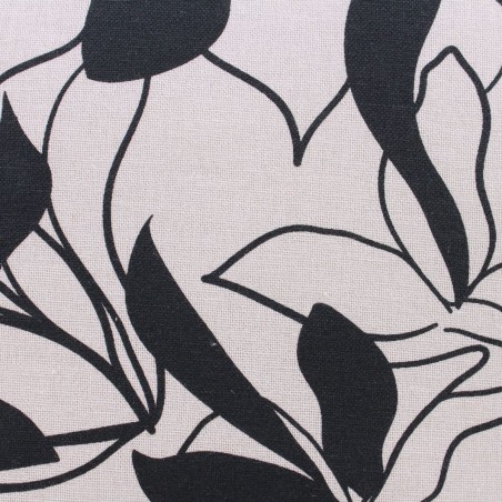 Coussin fleuri coton noir et blanc 40x40 cm | Hashtag Déco