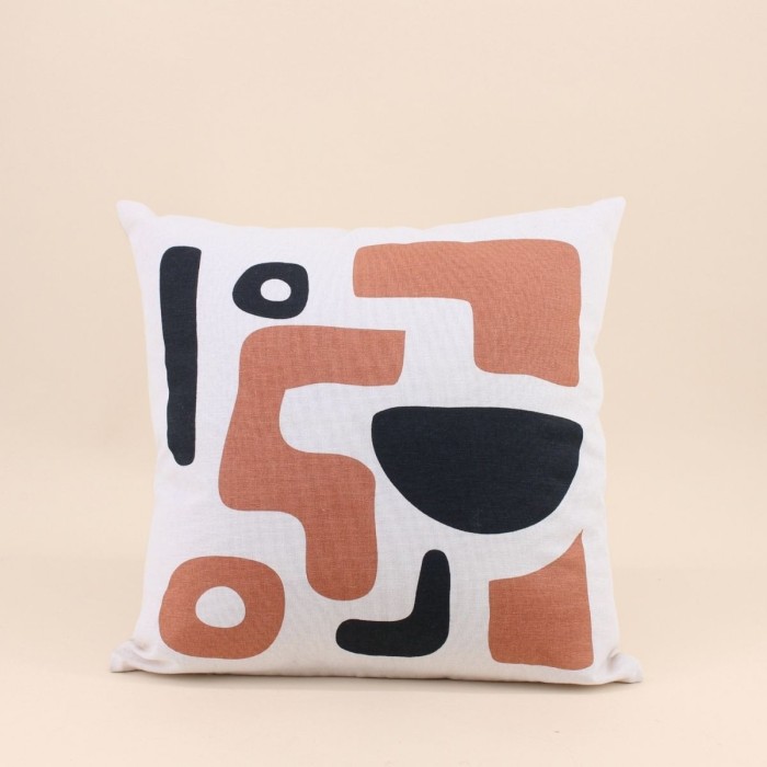 Coussin géométrique noir terracotta 40cm | Hashtag Déco