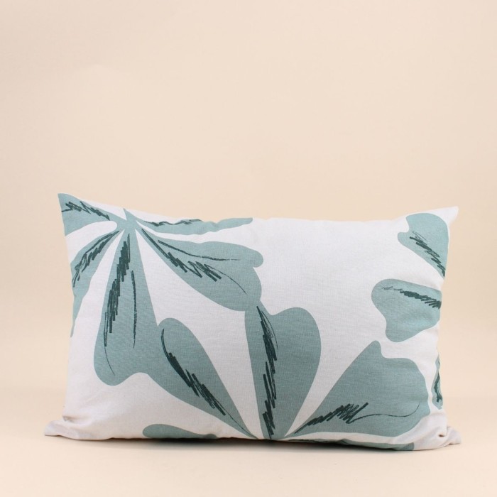 Coussin imprimé feuillage coton vert 40x60 cm | Hashtag Déco