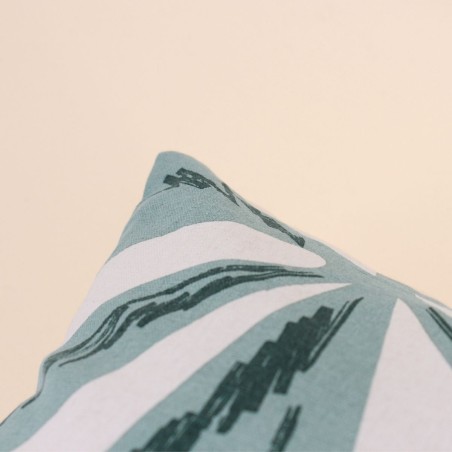 Coussin imprimé feuillage coton vert 40x60 cm | Hashtag Déco