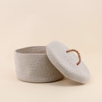 Panier rond en osier naturel avec couvercle beige | Hashtag Déco