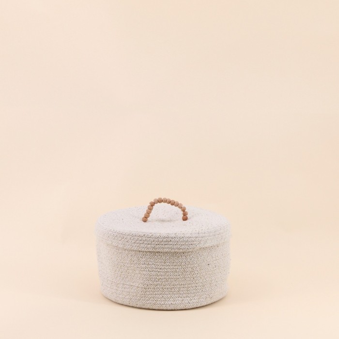Panier rond en osier naturel avec couvercle beige | Hashtag Déco