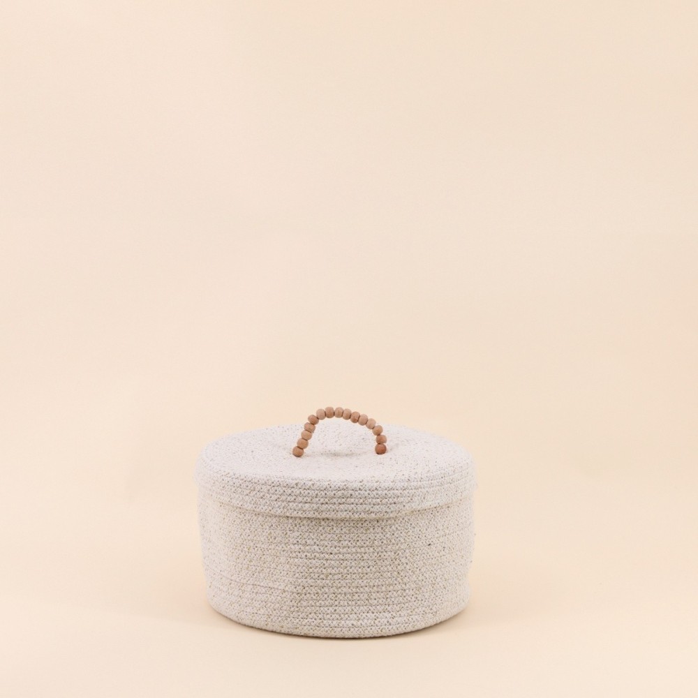 Panier rond en osier naturel avec couvercle beige | Hashtag Déco