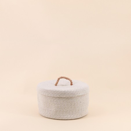 Panier rond en osier naturel avec couvercle beige | Hashtag Déco