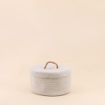 Panier rond en osier naturel avec couvercle beige | Hashtag Déco