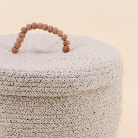 Panier rond en osier naturel avec couvercle beige | Hashtag Déco