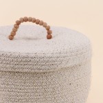 Panier rond en osier naturel avec couvercle beige | Hashtag Déco