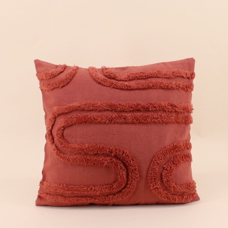 Coussin terracotta en coton relief 40x40 cm | Hashtag Déco
