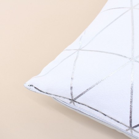 Coussin graphique blanc argent 40x40cm en coton | Hashtag Déco