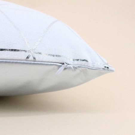 Coussin graphique blanc argent 40x40cm en coton | Hashtag Déco