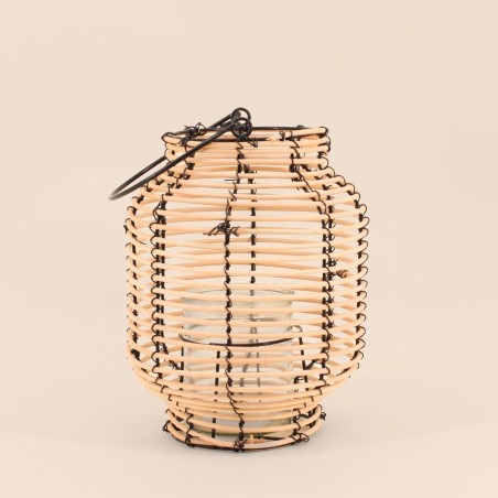 Lanterne en rotin naturel 36cm pour intérieur | Hashtag Déco