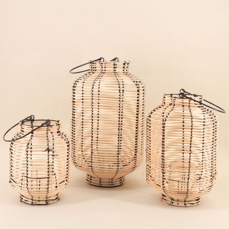 Lanterne en rotin naturel 36cm pour intérieur | Hashtag Déco