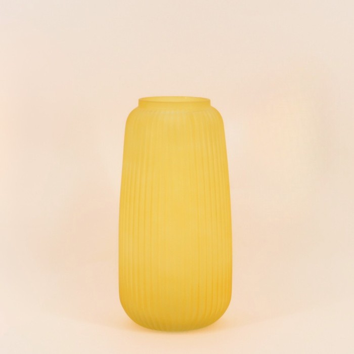 Vase en verre strié transparent 30x15cm | Hashtag Déco