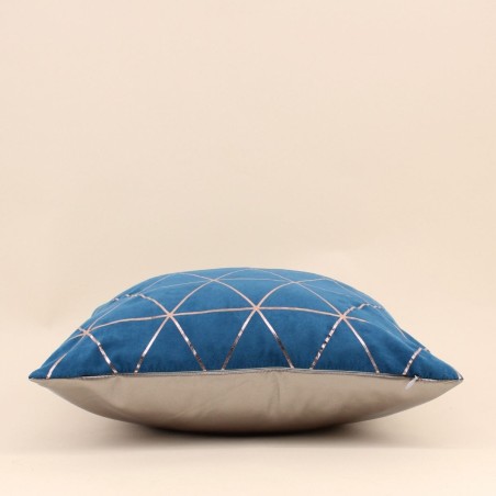 Coussin géométrique bleu coton 40x40 cm | Hashtag Déco