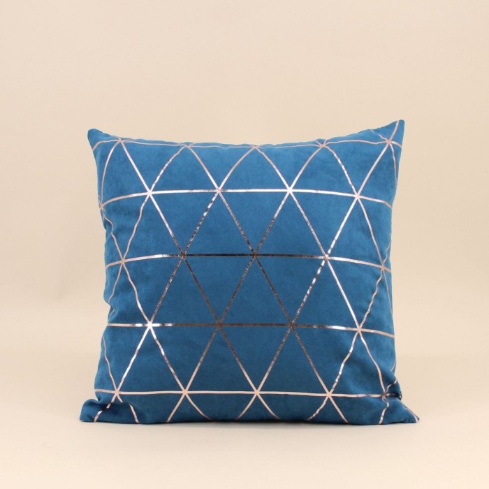Coussin géométrique bleu coton 40x40 cm | Hashtag Déco
