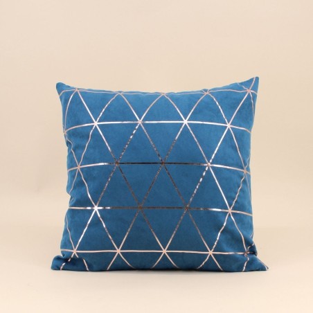 Coussin géométrique bleu coton 40x40 cm | Hashtag Déco