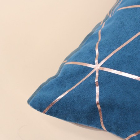 Coussin géométrique bleu coton 40x40 cm | Hashtag Déco