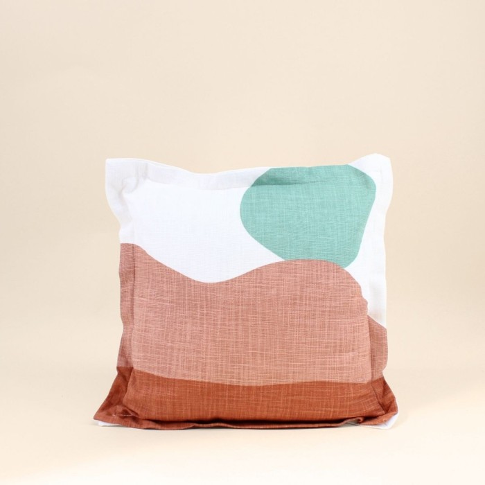 Coussin formes arrondies coton rouge vert 40x40cm | Hashtag Déco