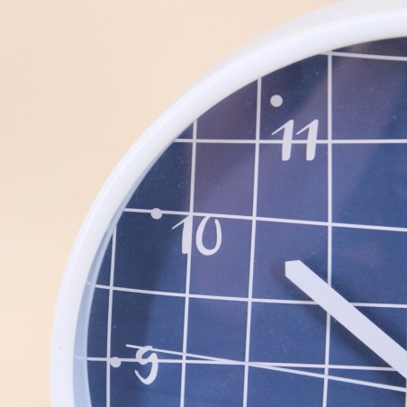 Horloge murale ronde bleu et blanc 25cm | Hashtag Déco