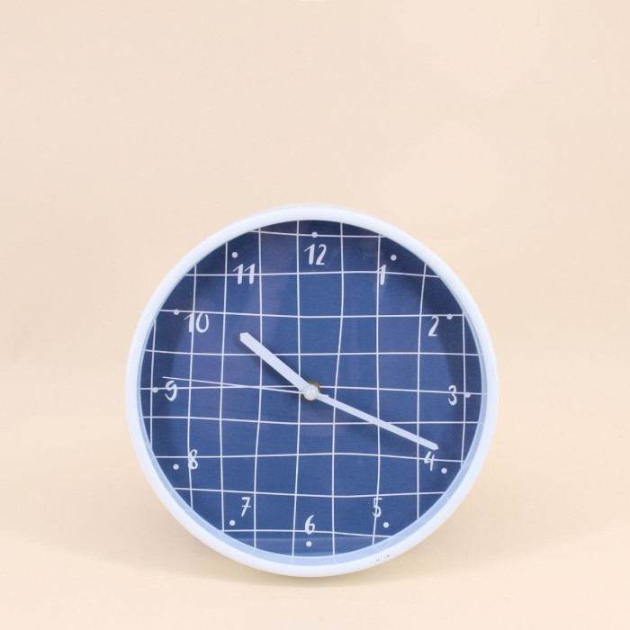 Horloge murale ronde bleu et blanc 25cm | Hashtag Déco