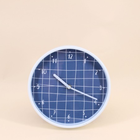 Horloge murale ronde bleu et blanc 25cm | Hashtag Déco