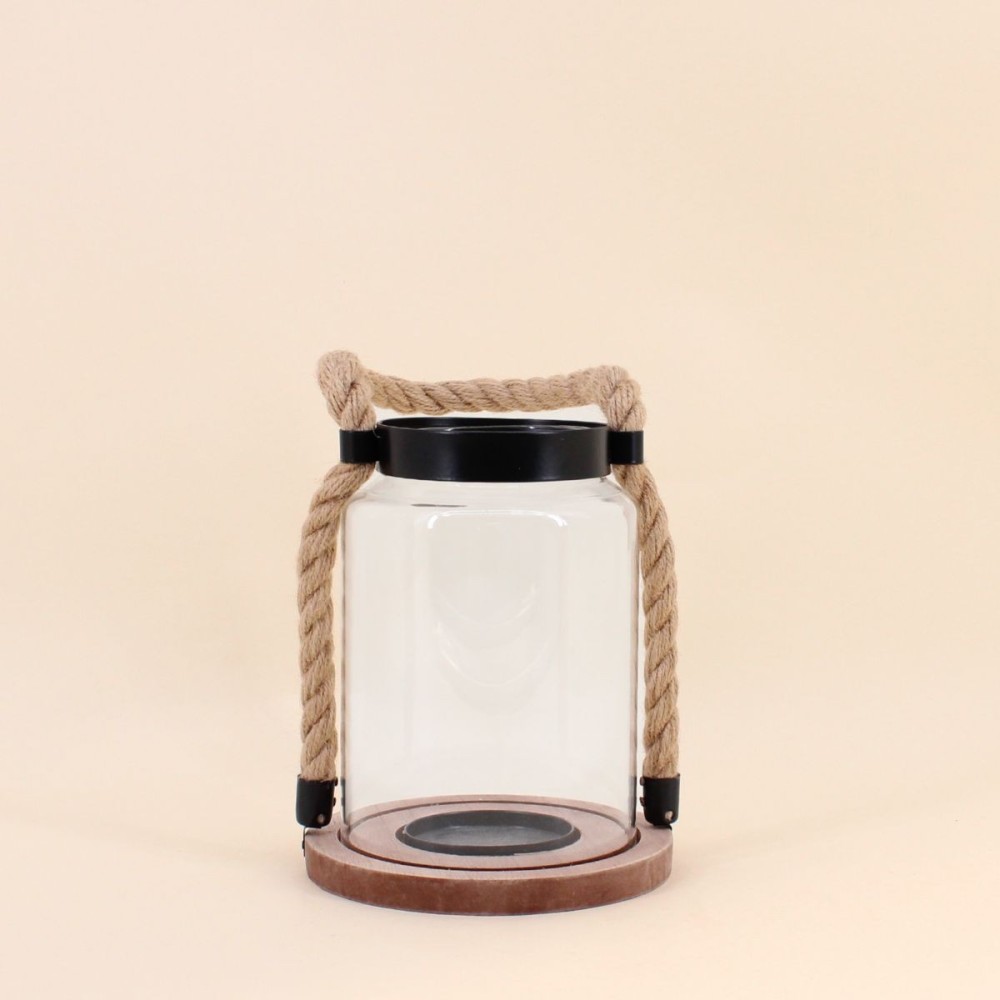 Lanterne en verre avec poignée corde | Hashtag Déco Lanterne en verre avec poignée corde | Hashtag Déco