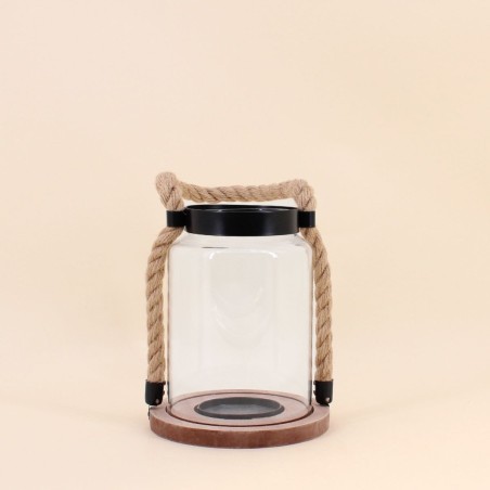 Lanterne en verre avec poignée corde | Hashtag Déco