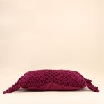 Coussin brodé franges rose 40x60cm coton | Hashtag Déco