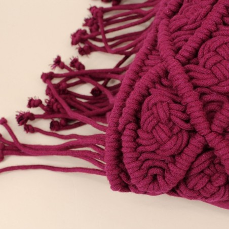 Coussin brodé franges rose 40x60cm coton | Hashtag Déco