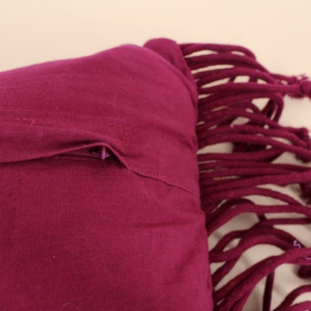 Coussin brodé franges rose 40x60cm coton | Hashtag Déco