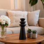 Bougeoir design en grès noir 22cm | Hashtag Déco