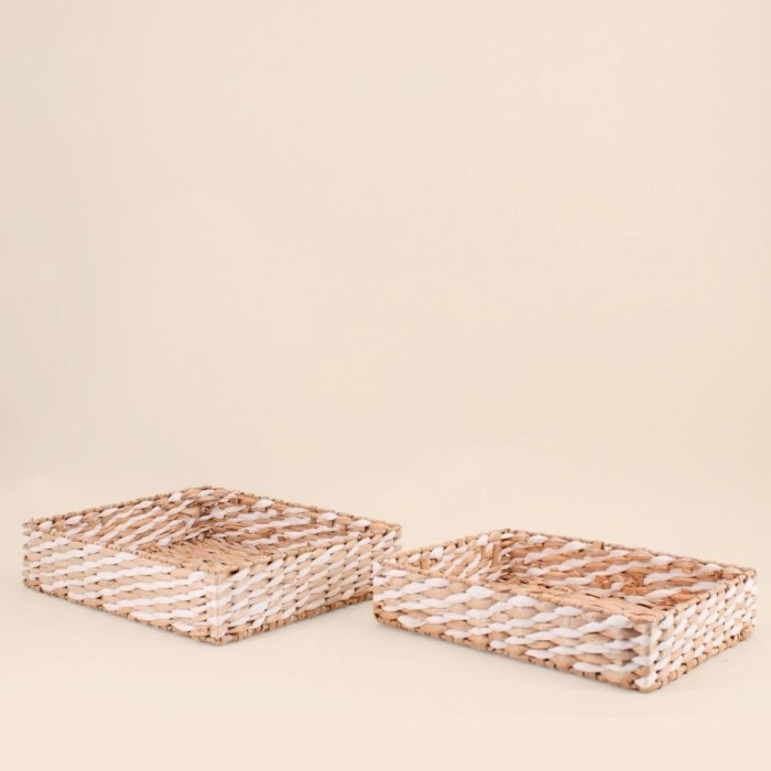 Lot de 2 plateaux bois bicolores élégants | Hashtag Déco