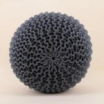 Pouf rond tricot gris 40x30cm pour salon | Hashtag Déco