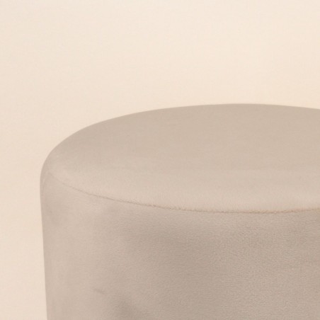 Pouf en velours beige rond, pieds dorés | Hashtag Déco