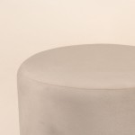 Pouf en velours beige rond, pieds dorés | Hashtag Déco