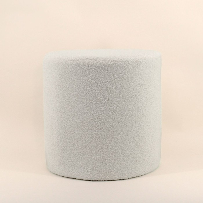 Pouf rond 33cm en tissu bouclette blanc | Hashtag Déco