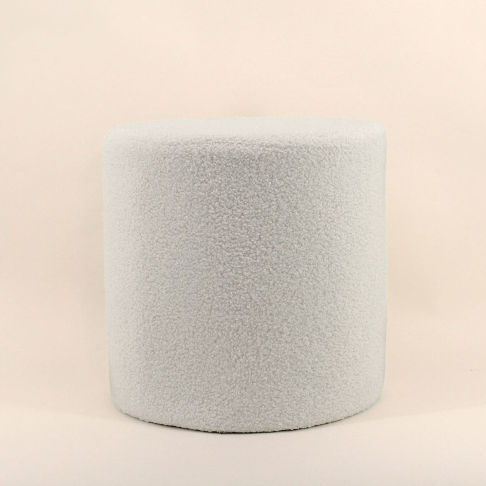 Pouf rond 33cm en tissu bouclette blanc | Hashtag Déco