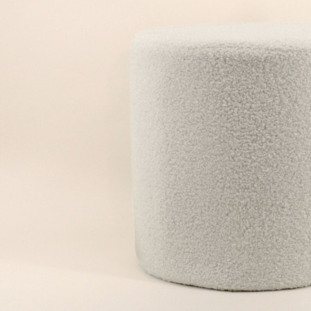Pouf rond 33cm en tissu bouclette blanc | Hashtag Déco