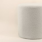 Pouf rond 33cm en tissu bouclette blanc | Hashtag Déco