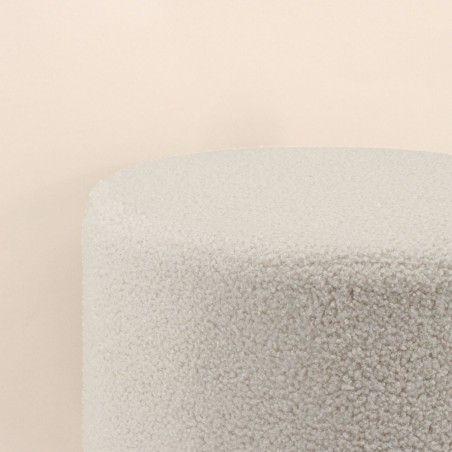 Pouf rond 33cm en tissu bouclette blanc | Hashtag Déco