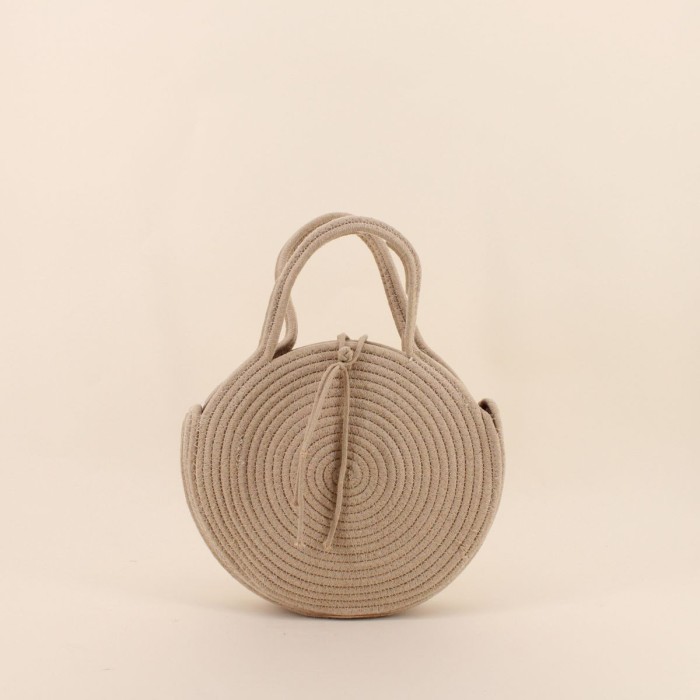 Sac rond en corde et coton beige | Hashtag Déco