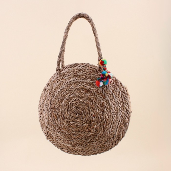 Sac rond en fibres naturelles beige | Hashtag Déco