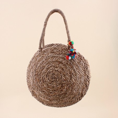Sac rond en fibres naturelles beige | Hashtag Déco
