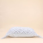 Coussin macramé blanc 40x60cm en tissu | Hashtag Déco