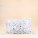 Coussin macramé blanc 40x60cm en tissu | Hashtag Déco