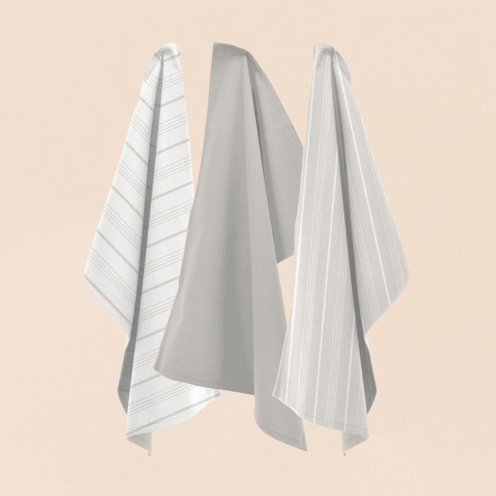 Set de 3 torchons rayés écrus en coton | Hashtag Déco