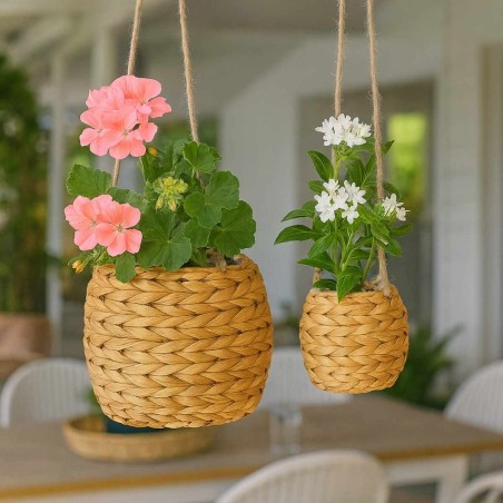 Set de 2 cache-pot suspendu jonc de mer naturel | Hashtag Déco
