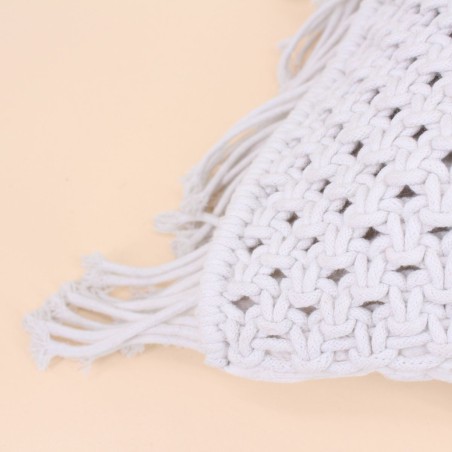 Coussin macramé blanc 40x60cm en tissu | Hashtag Déco